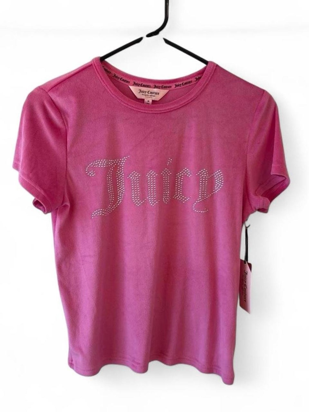 Juicy Couture Pink Crystal-Embellished Logo Tee